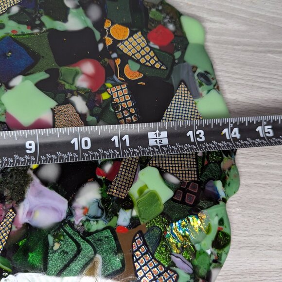 Stained Glass Mosaic Multicolored Disc Stepping Stone Table Decor 13.5" - Picture 11 of 13